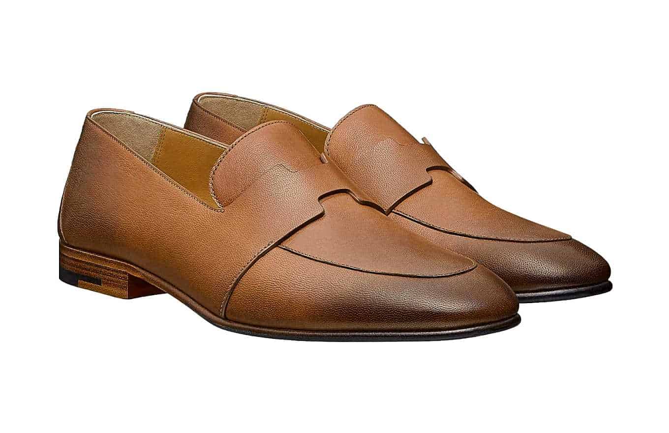 Đánh giá giày lười Hermes authentic màu nâu mã H201406ZA10405.
