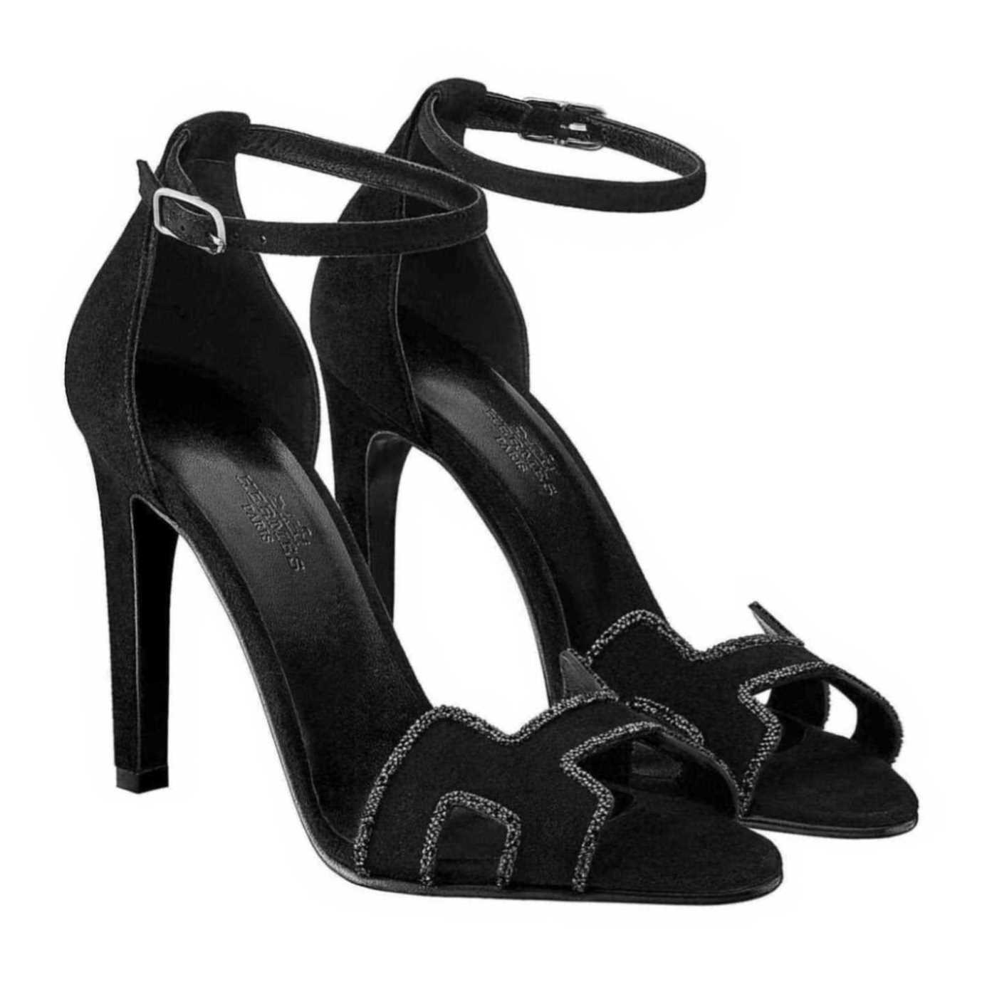 Giày cao gót Hermes authentic màu đen mã H201006Z-02380.