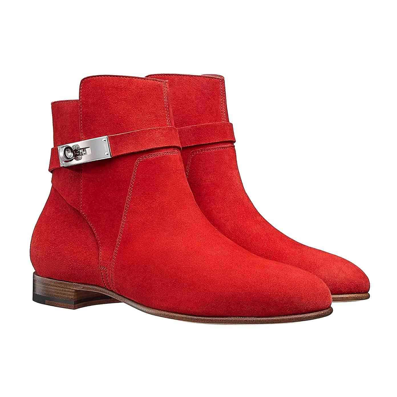 Giày nữ Hermes authentic mã H162134Z-7H355 màu đỏ rực rỡ.
